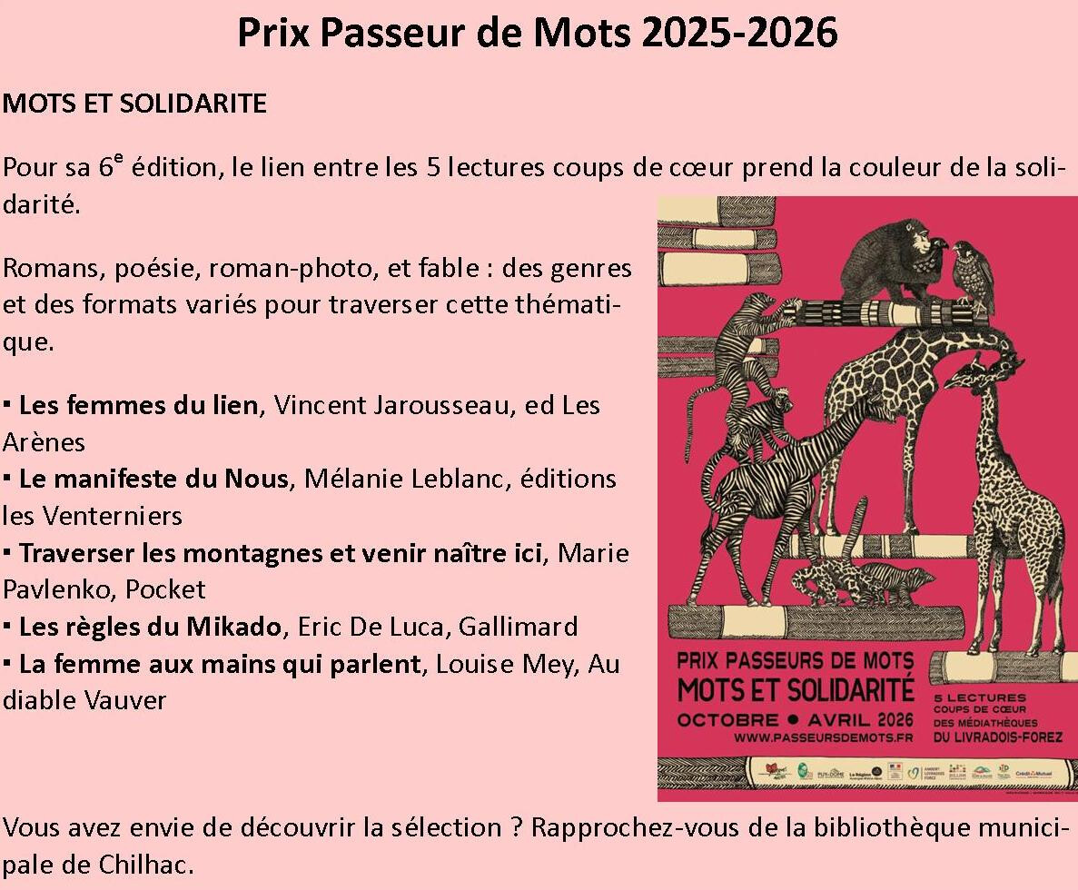 message Chilhac prix passeur de mots